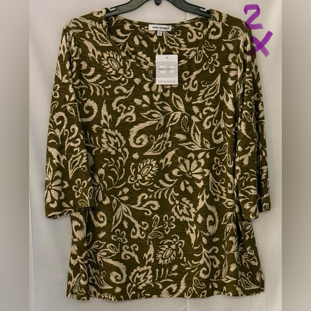 Sami & Jo Olive Floral Women's Blouse